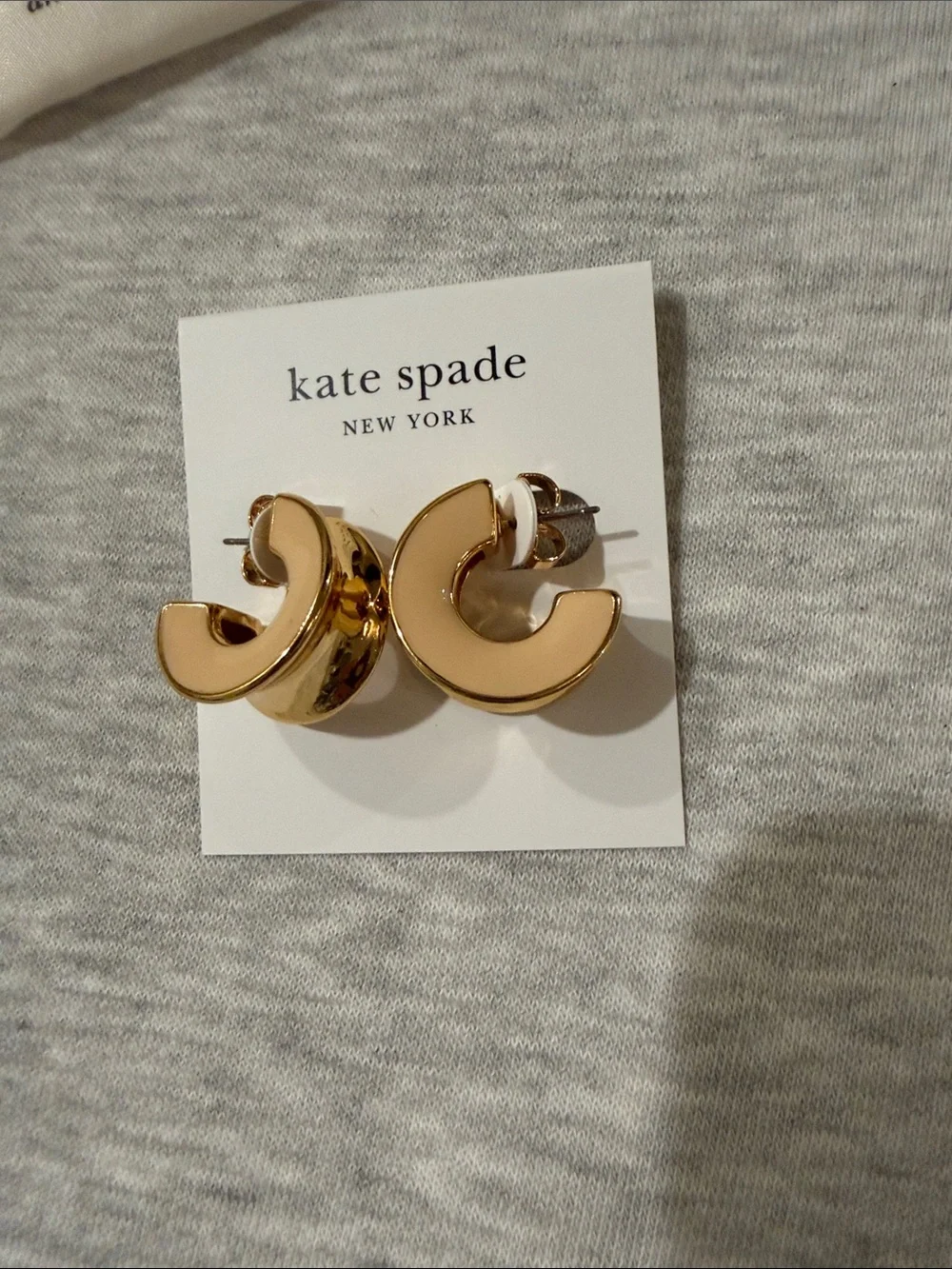 kate spade Beige/Neutral Bold Small Hoops/NWT